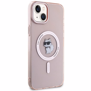 Viedtālruņa apvalks Karl Lagerfeld IML Choupette Magnētiskais MagSafe iPhone 15 Plus - rozā (m)