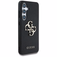Guess Grained Big 4G Logo Small Classic Logo viedtālruņa apvalks Samsung Galaxy S25 Plus melns