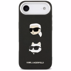 Karl Lagerfeld FW Grained Karl & Choupette Heads Pins & Logo iPhone Air Case - Black