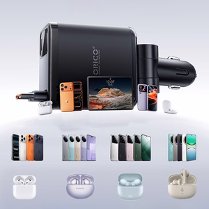 Orico Twin Reach 45W USB-A + USB-C auto lādētājs ar diviem izvelkamiem USB-C kabeļiem - melns