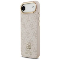 Guess 4G Strass Logo & Big Strap Metal Buttons Magnētiskais viedtālruņa apvalks iPhone Air - rozā