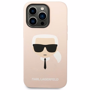 Karl Lagerfeld KLHCP14LSLKHLP iPhone 14 Pro 6.1 "cietais apvalks rozā/rozā Silikona Karla Galva