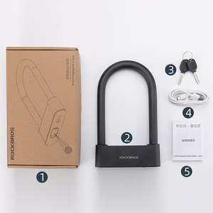 Rockbros 32210818001 SMART velosipēda slēdzene ar pirkstu nospiedumu lasītāju un Bluetooth savienojumu - melna