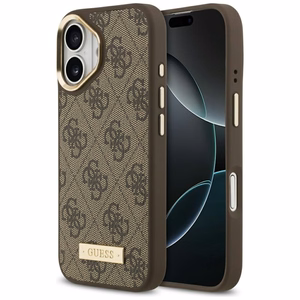 Guess 4G Logotipa Plāksne Magnētiskais viedtālruņa apvalks iPhone 17 brūns