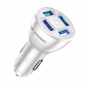 Wozinsky WCCAW 50W 4x USB-A QC automašīnas lādētājs - balts