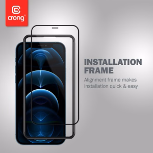 Crong 3D Armor Glass 9H rūdīta stikla ekrāna aizsargs iPhone 12 Mini ar antibakteriālu aizsardzību, ar uzstādīšanas rāmi