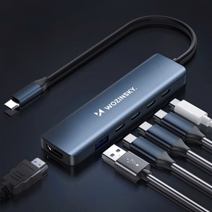 Wozinsky WHBC10Y4S 6-in-1 USB-C centrmezgls, alumīnija, ar 25 cm kabeli, pelēks