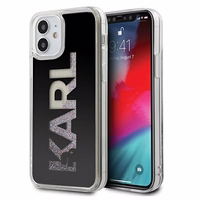 KARL LAGERFELD KLHCP12SKLMLBK IPHONE 12 MINI 5.4 "melns Cietais maciņš KARL LOGO GLITTER