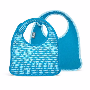 BUILT Mess Mate neoprene toddler bibs, set of 2, Dribble Dots Blue