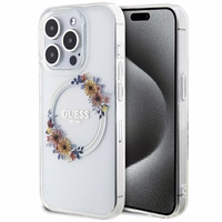 Guess IML Flowers Wreatch MagSafe viedtālruņa apvalks iPhone 15 Pro Max - caurspīdīgs