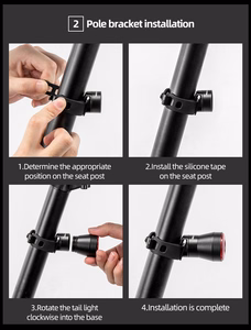 Rockbros Q5 aizmugurējais velosipēda lukturis ar Intelligent Stop System - melns