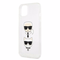 Karl Lagerfeld Glitter Karl's & Choupette Head apvalks iPhone 13 mini - pelēks