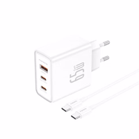 FONENG tīkla lādētājs Gan50-EU GaN PD 65W 2xUSB-C + 1xUSB QC3.0 + kabelis USB-C - USB-C balts