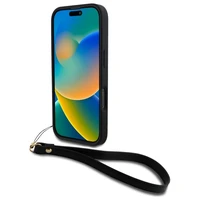 DKNY Wrist Strap Stock Logo viedtālruņa apvalks iPhone 16 Pro - melns