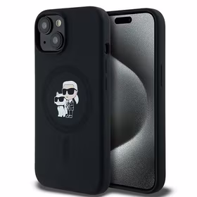 Karl Lagerfeld silikona Karl&Choupette magnētiskais viedtālruņa apvalks iPhone 15 Plus / 14 Plus - melns