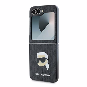 Karl Lagerfeld Saffiano monogrammas viedtālruņa apvalks Samsung Galaxy Z Flip 6 - melns