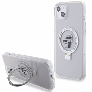 Karl Lagerfeld KLHMP15MHMRSKCH iPhone 15 Plus / 14 Plus 6.7" balts/balts cietais apvalks Gredzena statīvs Karl&Choupette MagSafe