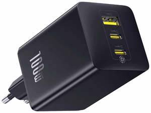 Baseus EnerFill FE11 100W sienas lādētājs 2 x USB-C + USB-A - melns