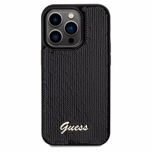 Guess Sequin Script Metal viedtālruņa apvalks iPhone 14 Pro Max – melns
