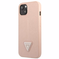 Guess GUHCP13SPSATLP iPhone 13 mini 5.4" rozā cietais viedtālruņa apvalks Saffiano Triangle Logo