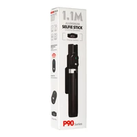 Pašbildes kāts - ar noņemamu bluetooth tālvadības pulti un statīvu - P90 MELNS