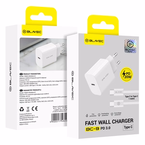 Blavec Wall charger BC-9 - Type C - PD 20W 3A with Type C to Type C cable (TCBC9-CW203A+CC) white