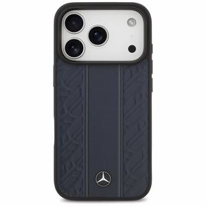 Mercedes Leather Laurel Leaves Stripes MagSafe Чехол для iPhone 17 Pro - синий