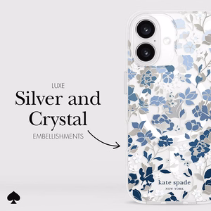 Kate Spade New York Protective Gems MagSafe - Case for iPhone 16 (Flowerbed Blue)