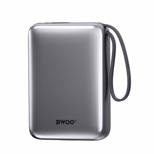 BWOO Внешний аккумулятор P73 22,5W 20000 мАч со встроенными кабелями 1x USB-C 1x Lightning чёрный