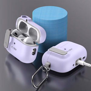 Tech-Protect Slim Hook apvalks ar karabīni Apple AirPods Pro 1 / 2 – violets