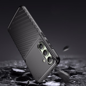 Thunder viedtālruņa apvalks Samsung Galaxy S24 FE silikona bruņu vāks - melns
