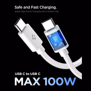 SPIGEN EE451EU ESSENTIAL 1-PORT NETWORK CHARGER 45W + TYPE-C CABLE balts