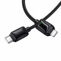 Kabelis ar LCD USB C uz Lightning Hoco PD 30W 1,2 m U146 melns