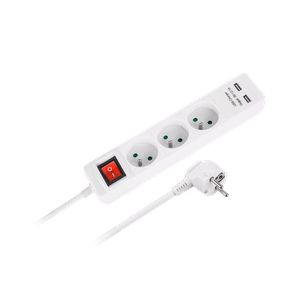 Rebel pagarinātājs, 3 kontaktligzdas + 2 USB ligzdas, ar slēdzi, 5 m