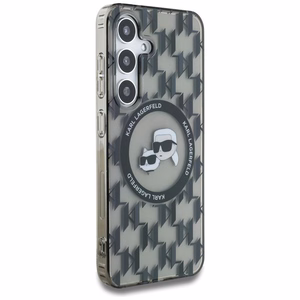 Viedtālruņa apvalks Karl Lagerfeld Poga Karl&Choupette Galvas Uz KL Raksts Magnētiskais Samsung Galaxy S25 melna