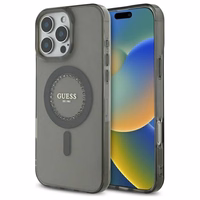 Guess IML Rhinestones Magnētiskais viedtālruņa apvalks iPhone 16 Pro - melns