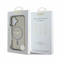 Guess IML Mirdzošs aplis MagSafe apvalks iPhone 16 - melns