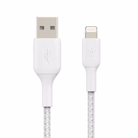 USB kabelis Belkin Boost Charge Braided USB-A to Lightning 1,0 m balts