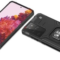 Wozinsky Ring Armor izturīgais hibrīdais apvalks + magnētiskais turētājs viedtālrunim Samsung Galaxy S22 Ultra – melns