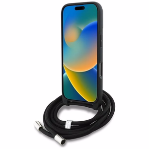 Karl Lagerfeld pār plecu nēsājams graudainas faktūras un logotipa viedtālruņa apvalks iPhone 16 Pro Max - melns