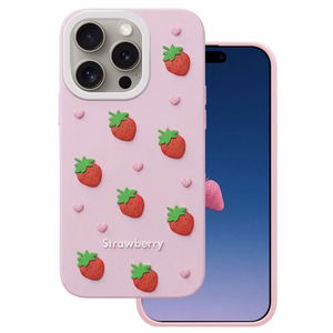 Strawberry case for iPhone 14 Pro / 15 Pro 6,1" pink