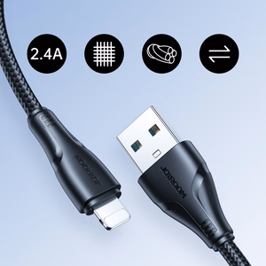 Joyroom Surpass Series A11 USB-A / Lightning 2.4A kabelis 2 m - melns