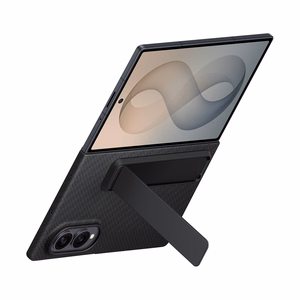 XF971SBE karbona maciņš ar statīvu Samsung Galaxy Fold 8, melns