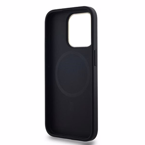 DKNY Ādas rūtainais magnētiskais apvalks iPhone 15 Pro - melns