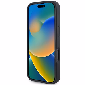 BMW Signature Ādas Apvalks ar Līniju Rakstu iPhone 16 Pro - Melns
