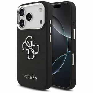 Guess Grained Big 4G Classic Logo Чехол для iPhone 17 Pro - чёрный