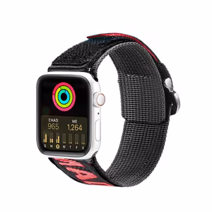 Dux Ducis siksniņa (āra versija) Apple Watch Ultra siksniņa, SE, 9, 8, 7, 6, 5, 4, 3, 2, 1 (49, 45, 44, 42 mm) neilona aproce melna un sarkana