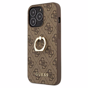Guess GUHCP13L4GMRBR iPhone 13 Pro / 13 6.1" коричневый/коричневый жёсткий чехол 4G с кольцом-подставкой