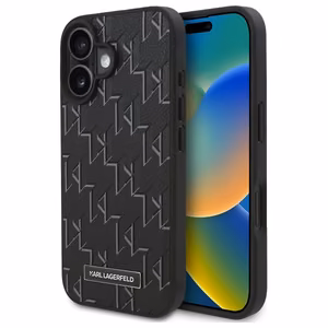 Karl Lagerfeld Hot Stamp MagSafe iPhone 16 Plus apvalks - melns