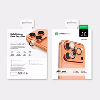 AmazingThing lēcas stikls iPhone 17 Pro / Pro Max – ar oranžu rāmi